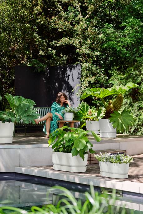 greenville pflanzgefäß 80cm rollen weiss